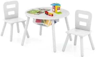 Wood Activity Kids Table and Chair Set with Center Mesh Storage for Snack Time and Homework