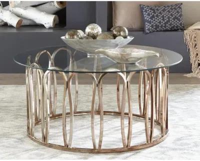 Monett Round Coffee Table Chocolate Chrome and Clear