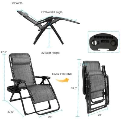 Hivvago Oversize Lounge Chair Patio Heavy Duty Folding Recliner