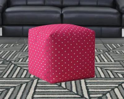 Homezia 17" Pink Cotton Polka Dots Pouf Ottoman