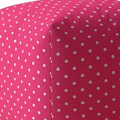 Homezia 17" Pink Cotton Polka Dots Pouf Ottoman