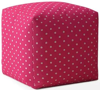 Homezia 17" Pink Cotton Polka Dots Pouf Ottoman