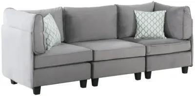 Zelmira Gray Velvet 3 Piece Sofa