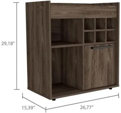 Whitlock 6-Bottle 2-Shelf Bar Cabinet Dark Walnut