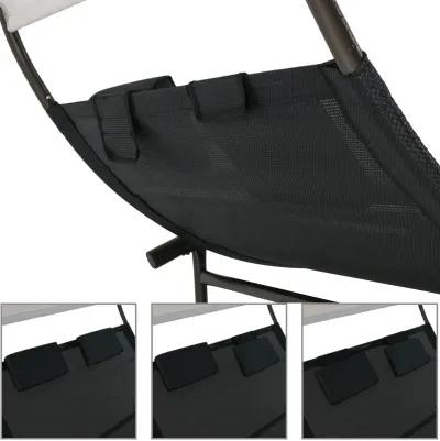 Sunnydaze Double Rocking Chaise Lounge Bed with Canopy and Pillows - Black