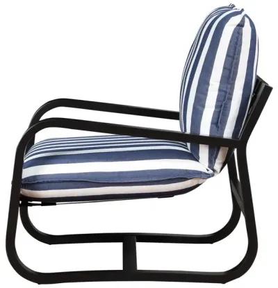 Comfort Pointe Aspen Outdoor Sling Chair Upholstered in Blue and White Stripe Fabric