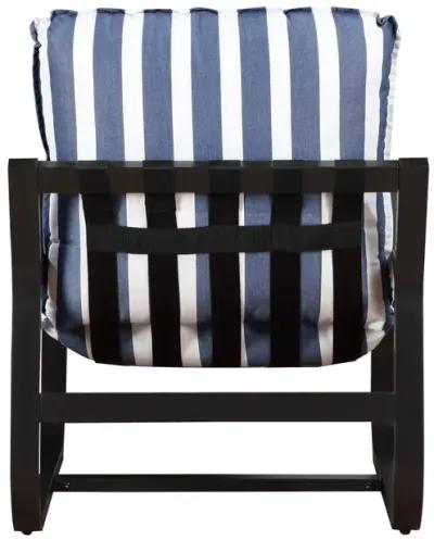 Comfort Pointe Aspen Outdoor Sling Chair Upholstered in Blue and White Stripe Fabric