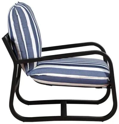 Comfort Pointe Aspen Outdoor Sling Chair Upholstered in Blue and White Stripe Fabric