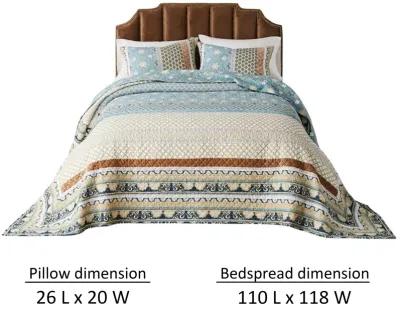 Ello 3pc Queen Bedspread and Pillow Sham Set, Bohemian Multicolor Print