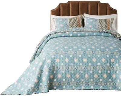 Ello 3pc Queen Bedspread and Pillow Sham Set, Bohemian Multicolor Print