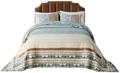 Ello 3pc Queen Bedspread and Pillow Sham Set, Bohemian Multicolor Print