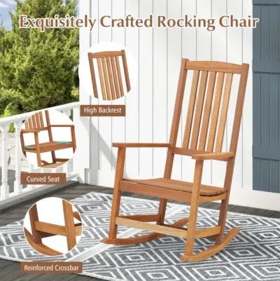 Hivvago Patio Rocking Chair Ergonomic High-Back Outdoor Rocker with Smooth Rocking Base