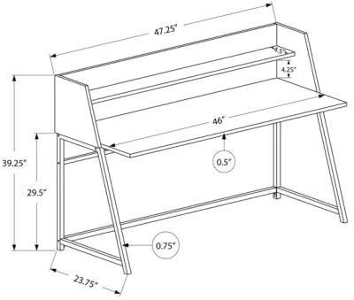 Monarch Specialties I 7551 Computer Desk, Home Office, Laptop, Storage Shelves, 48"L, Work, Metal, Laminate, Grey, Black, Contemporary, Modern