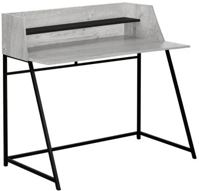 Monarch Specialties I 7551 Computer Desk, Home Office, Laptop, Storage Shelves, 48"L, Work, Metal, Laminate, Grey, Black, Contemporary, Modern