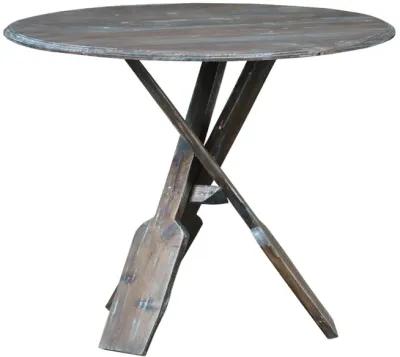 Shabby Chic Cottage 23.5 in. Bluebrush Brown Round Solid Wood End Table