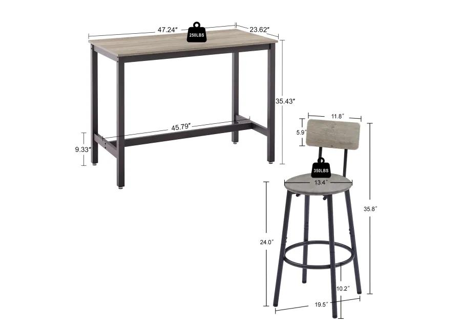 Merax Bar Table with 4 Bar Stools Retro Dining Set