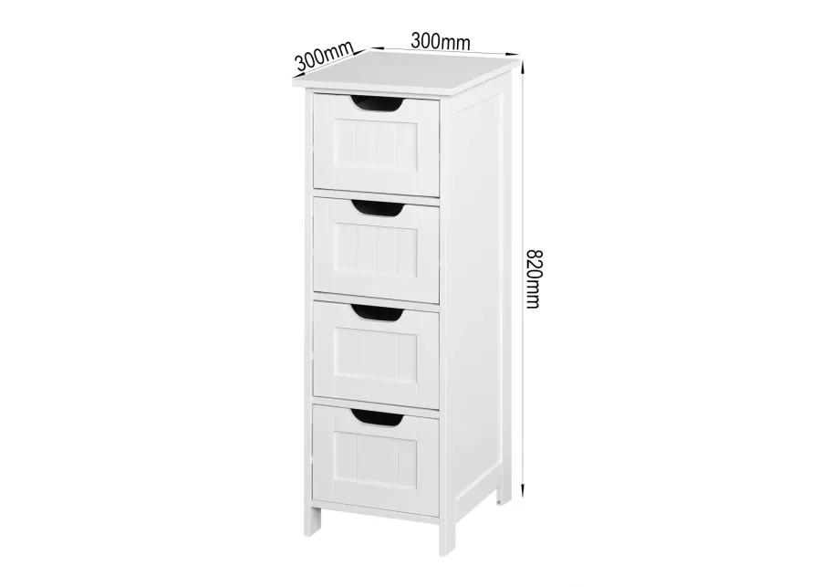 White Bathroom Storage Cabinet, Freestanding Cabinet with Drawers