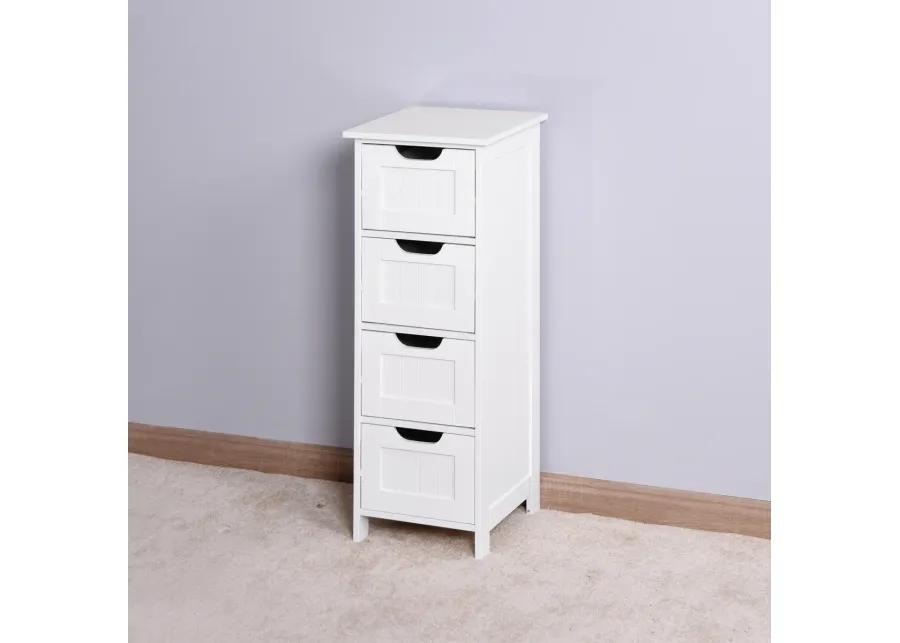 White Bathroom Storage Cabinet, Freestanding Cabinet with Drawers