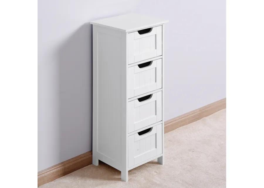 White Bathroom Storage Cabinet, Freestanding Cabinet with Drawers