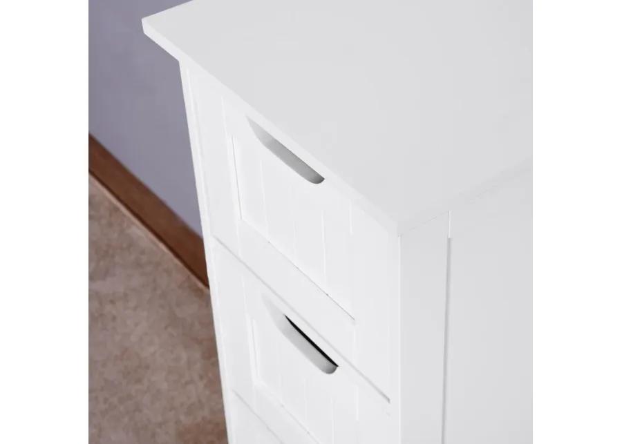 White Bathroom Storage Cabinet, Freestanding Cabinet with Drawers