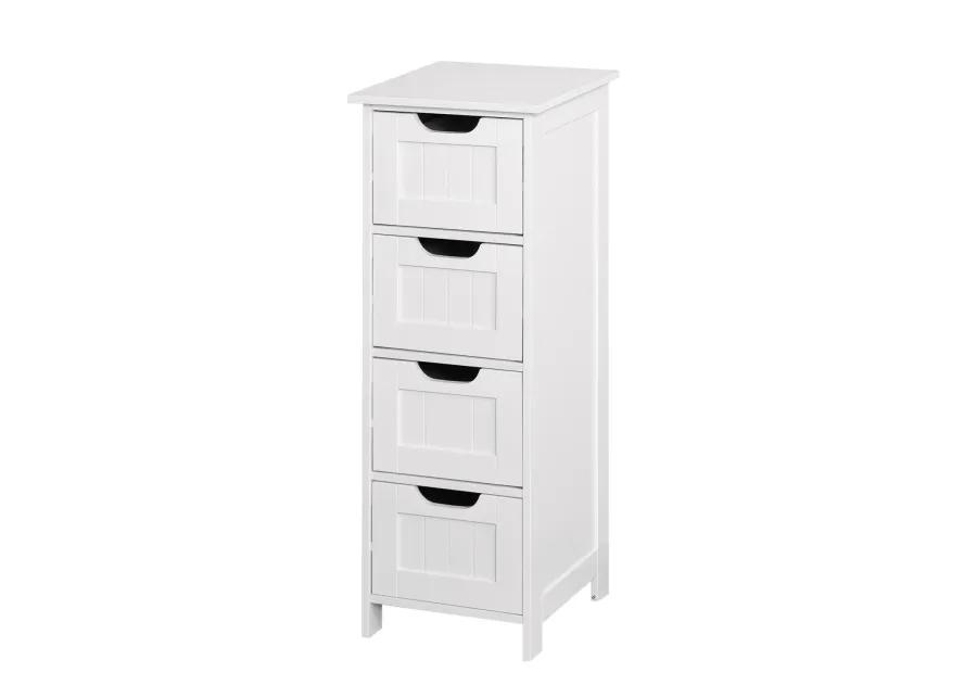 White Bathroom Storage Cabinet, Freestanding Cabinet with Drawers