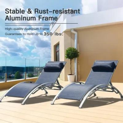 Blue Outdoor Chaise Lounge Set - 2 Chairs