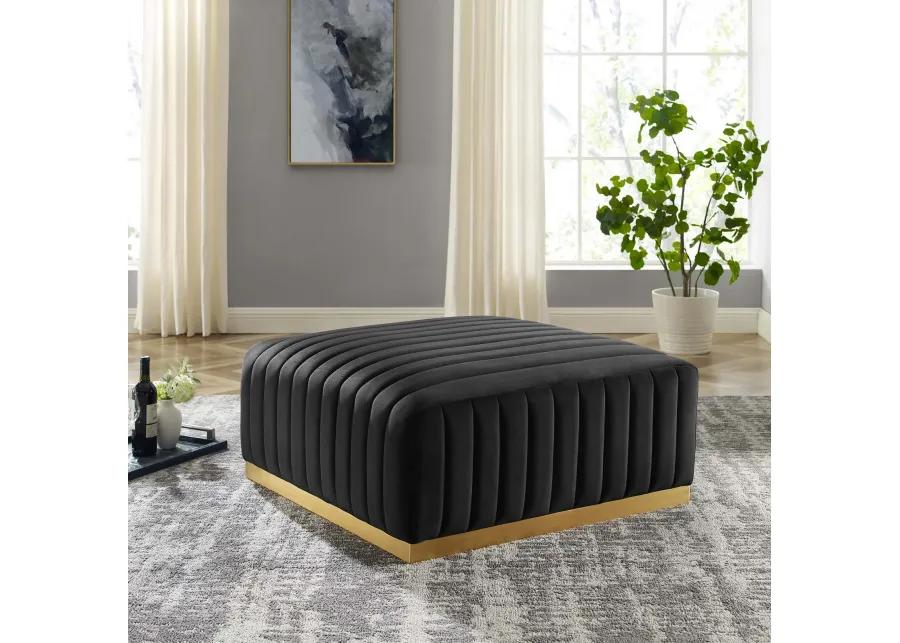 Conjure Channel Tufted Performance Velvet Ottoman