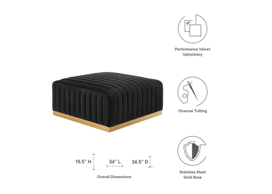 Conjure Channel Tufted Performance Velvet Ottoman