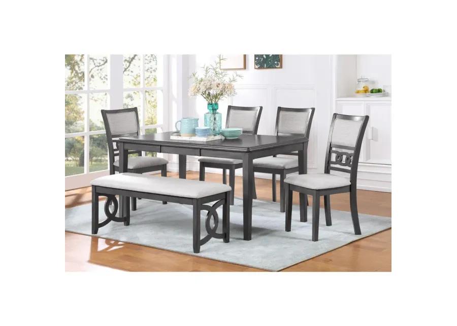 New Classic Furniture Gia 6 Pc Dining Table, 4 Chairs & Bench -Gray