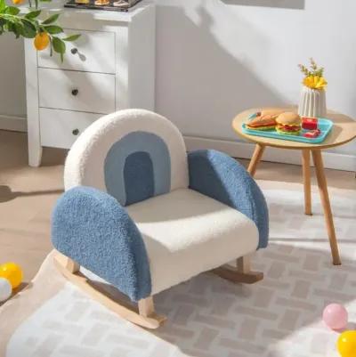 Hivvago Kids Rocking Chair Children Velvet Upholstered Sofa with Solid Wood Legs