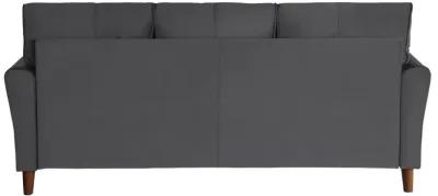 Sarah Sofa, Gray Velvet, Stitch Tufting, Reversible Cushions - Benzara