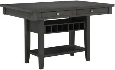 Transitional Gray Finish 1pc Counter Height Table with Storage Drawers Display Shelf Wine Rack Dining Furniture