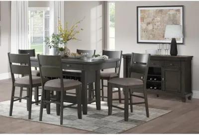 Transitional Gray Finish 1pc Counter Height Table with Storage Drawers Display Shelf Wine Rack Dining Furniture