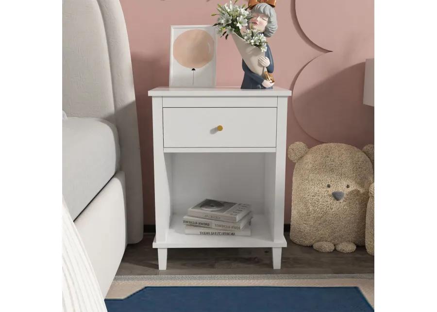 Hivvago Wooden Nightstand with One Drawer and Open Shelf for Bedroom