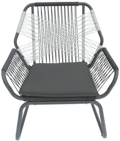 Ciao 3 Piece Outdoor Set, 2 Chairs, 1 Table, Gray Woven Rope and Steel