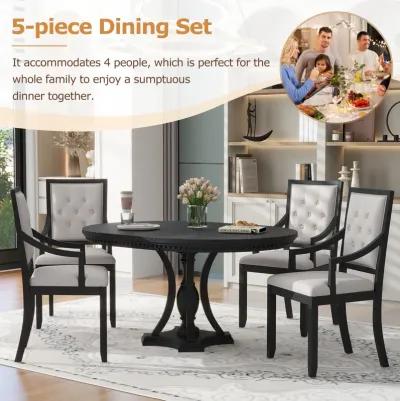 Merax Retro 5-piece Dining Round Table Set