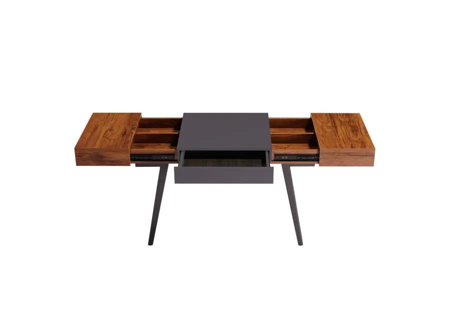 Techni Mobili Expandable Modern Desk with Storage, Mahogany