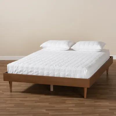 Baxton Studio Rina Mid Century Modern Ash Wanut Finished Queen Size Wood Bed Frame