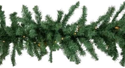 9' x 20" Pre-Lit Green Artificial Pine Christmas Garland  Warm White LED Lights