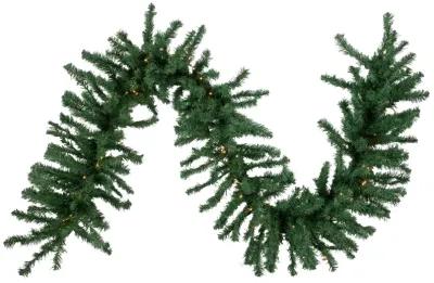 9' x 20" Pre-Lit Green Artificial Pine Christmas Garland  Warm White LED Lights