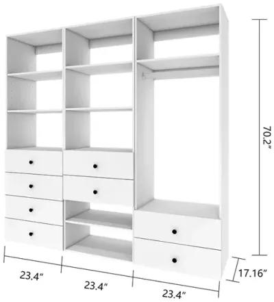 Tall Closet Organizer System, Closet System with 8 Drawers, Closet Organizer with Clothing Racks for Hanging Clothes, Walk in Closet Organizers and Storage with 9 Shelves