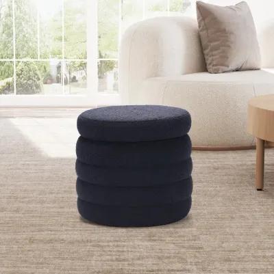 WestinTrends Mid-Century Modern Faux Sherpa Round Storage Ottoman