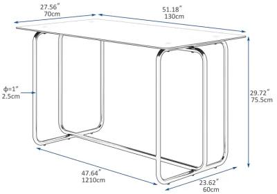 Hivvago Set of 5 Tempered Glass Dining Table and Chair with Metal Leg Set