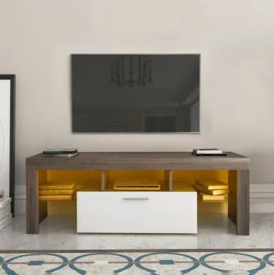 Hivvago Easy and Quick Assembly Modern TV Stand with Toughened Glass Shelf