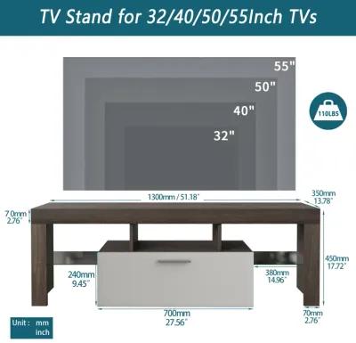 Hivvago Easy and Quick Assembly Modern TV Stand with Toughened Glass Shelf