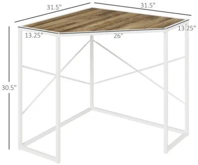 White Corner Workstation: Computer Desk with Steel Frame