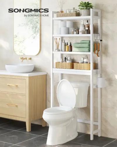 Over-The-Toilet Storage, 4-Tier Bamboo Bathroom Organizer with Adjustable Shelves