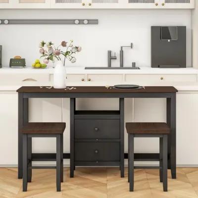 Merax Counter Height Wood Dining Table Set with Cabinet