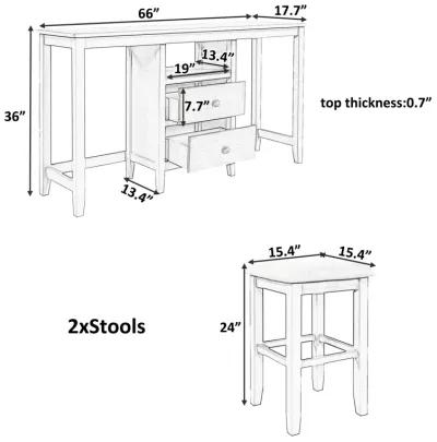 Merax Counter Height Wood Dining Table Set with Cabinet