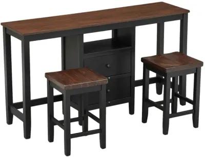 Merax Counter Height Wood Dining Table Set with Cabinet